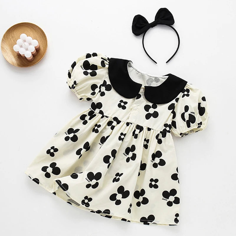 Flower Printed Toddler Baby Girls Sister Dress Summer