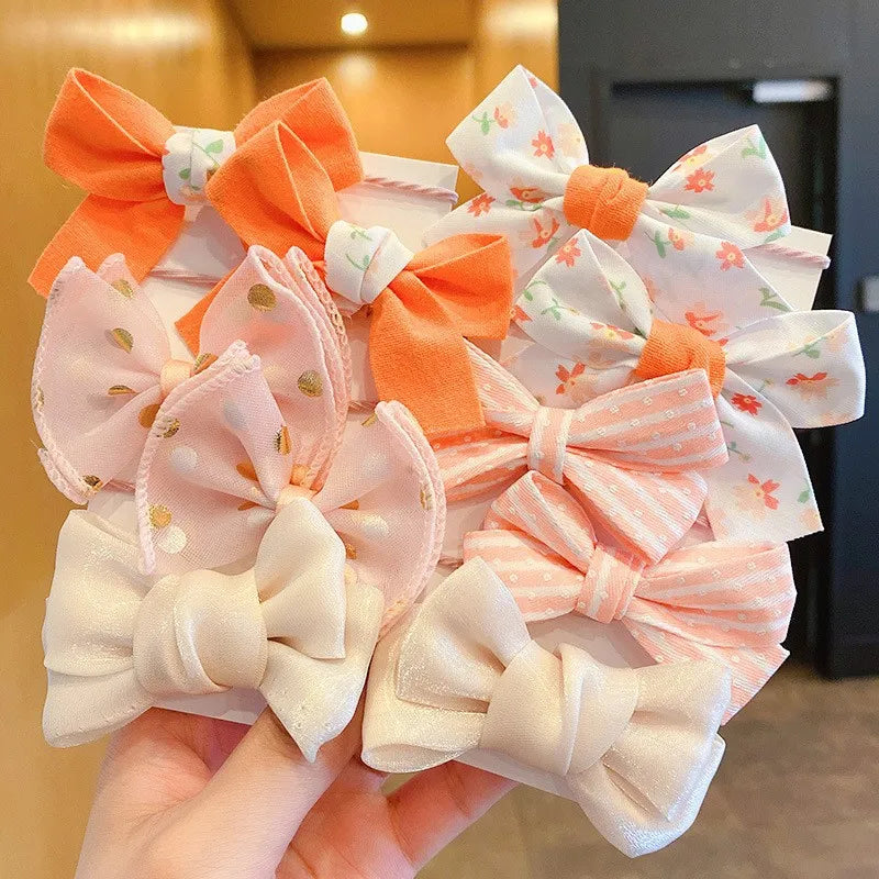 10Pcs/Set Big Bow Flower Elastic Hairbands