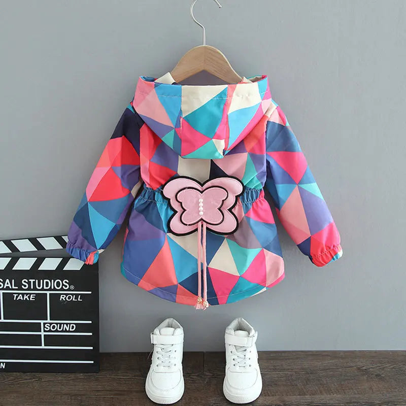 Autumn Baby Girls Coats Jackets Casual Fashion Children's Windbreaker for A Girls Cotton Hooded Trench Outerwear Kids Clothing