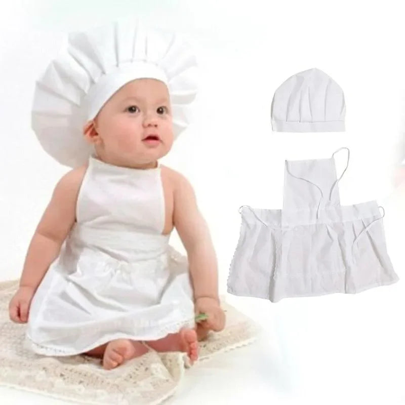 Newborn Baby Chef Apron + Hat Cute Custome