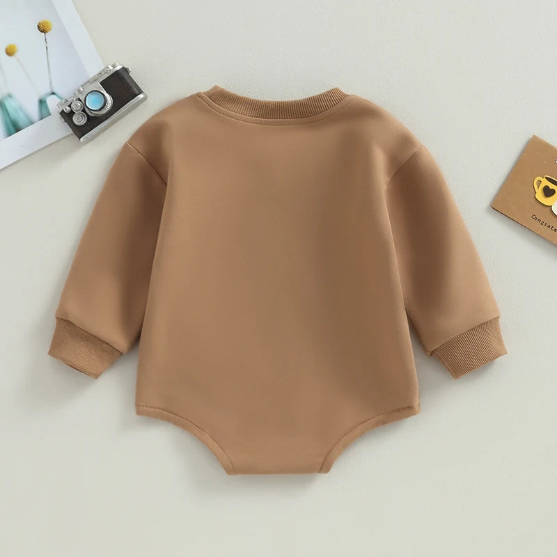 Newborn Sweatshirt Solid Color Letter Pattern Long Sleeve Clothes