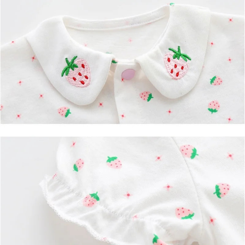 Newborn Baby Girl Romper Infant Short Sleeve Cotton Jumpsuit 0-18M