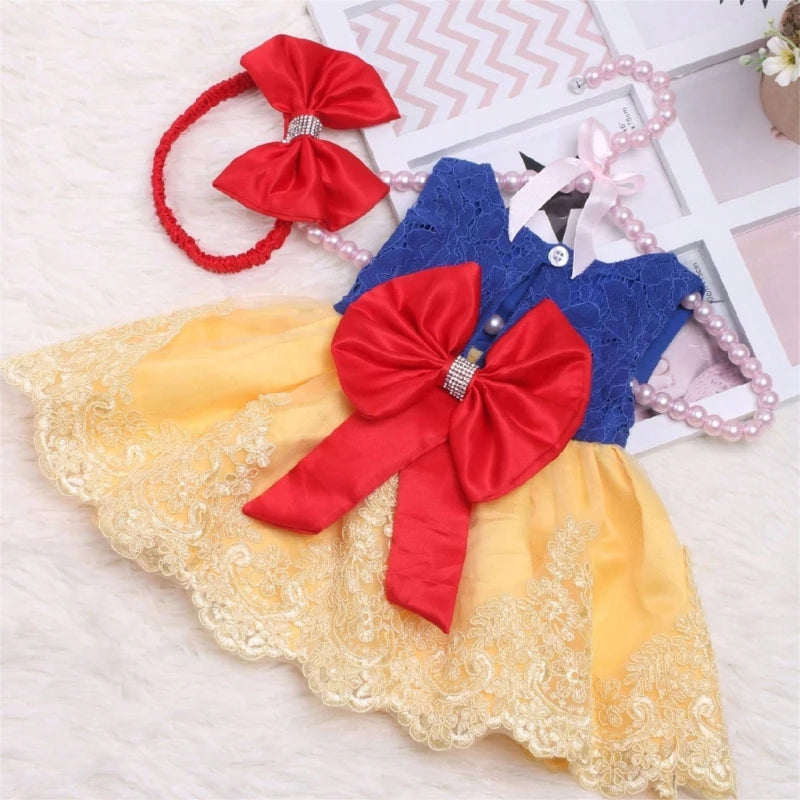 Infant Photography Props Princess Dress Bowknot Hairband Photoshooting