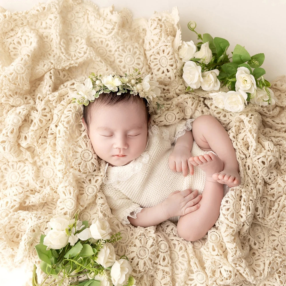 Lace Baby Blanket Newborn Photography Props Cotton