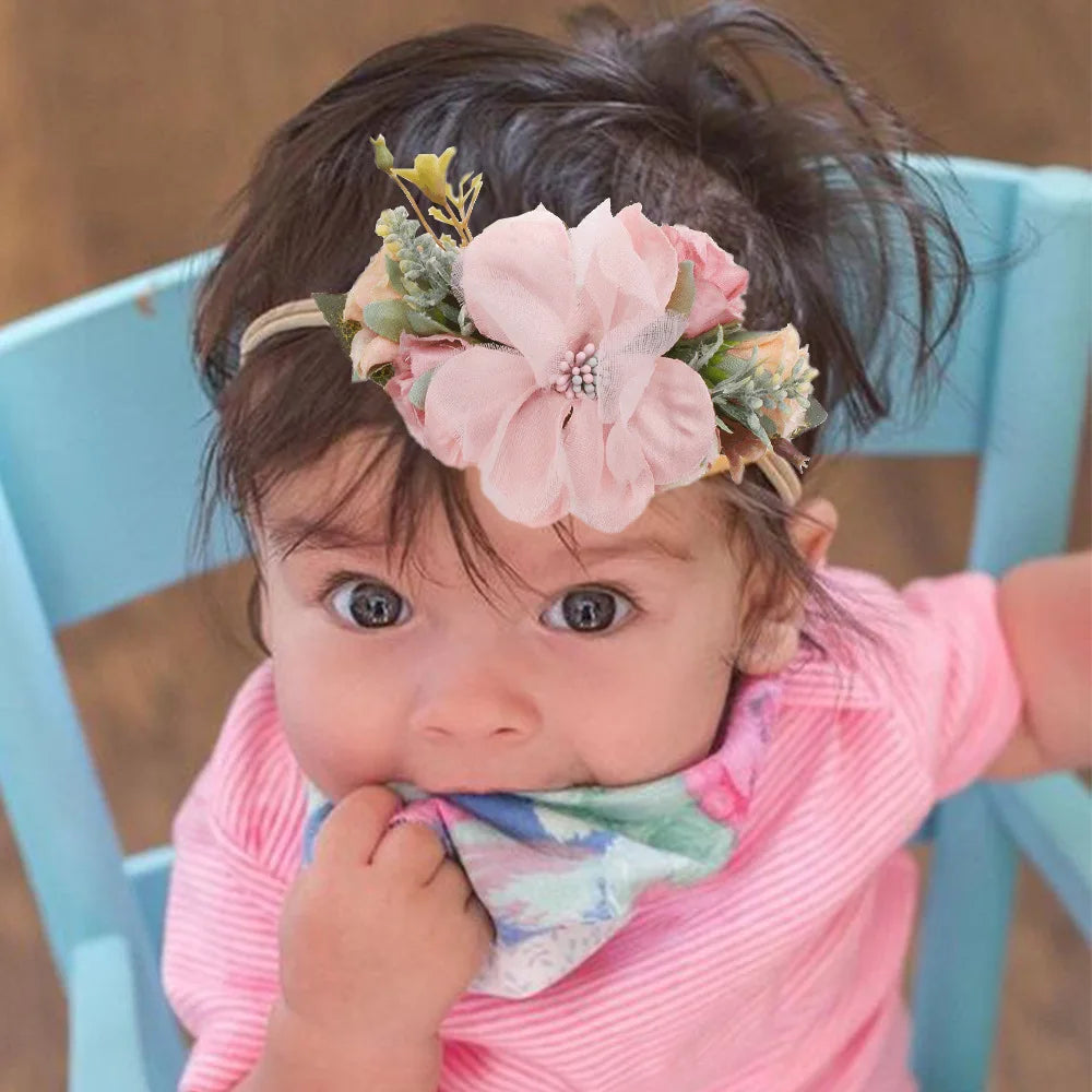 2023 New Fresh Pastoral Style Performance Children Headband Super Elastic Floral Baby Headband Korean Style Baby Headband