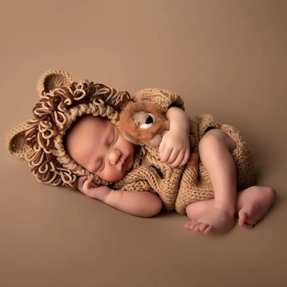 Newborn Infant Hat & Jumpsuits Lion Hat Sweater Photograph Prop