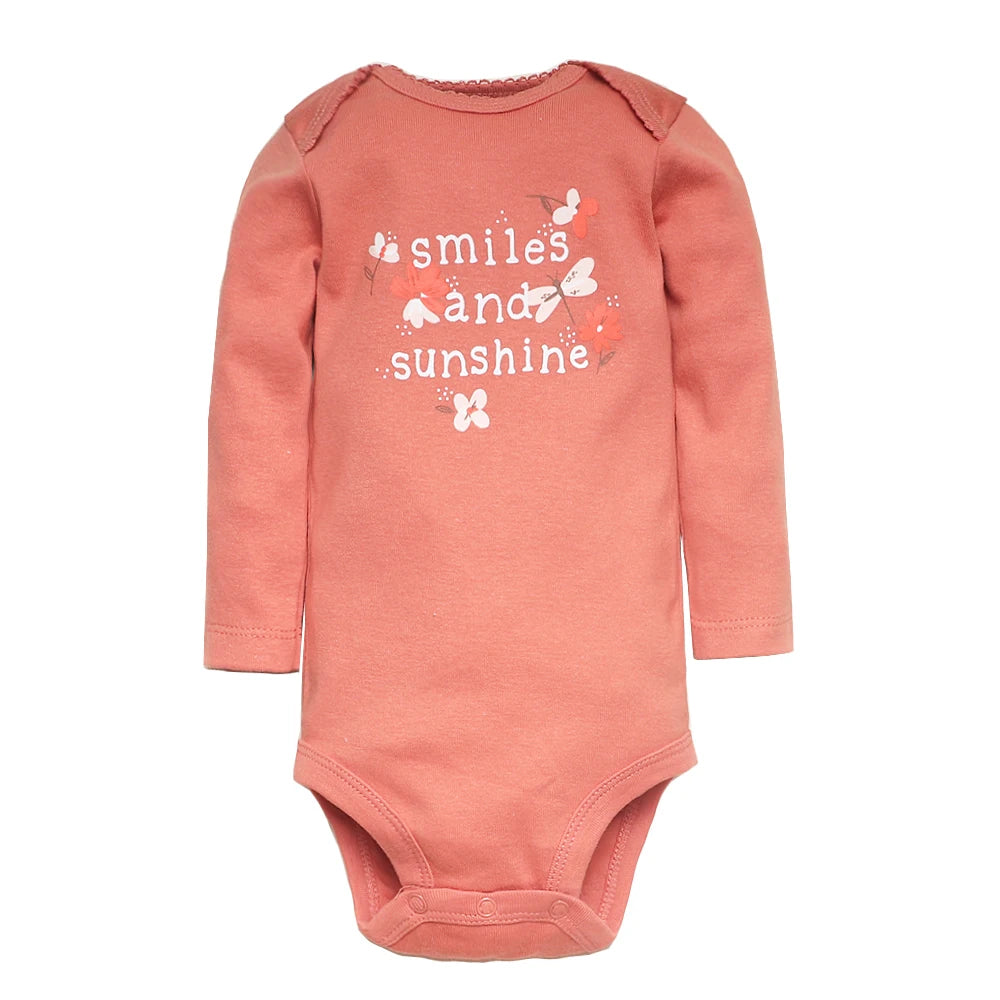 3-5Pcs/Lot Baby Bodysuits Long Sleeves Clothes 100% Cotton