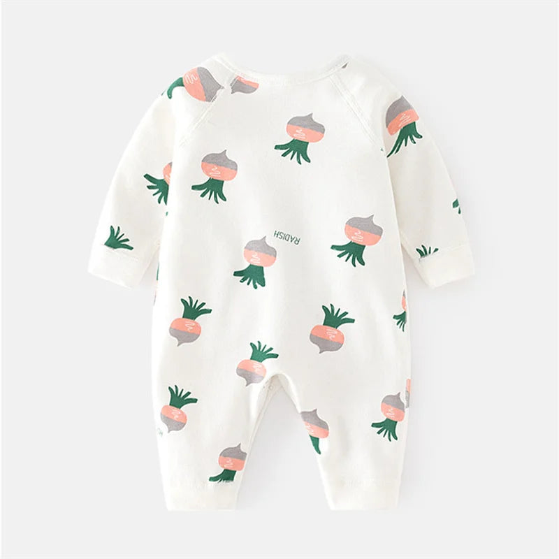 0-6M Newborn Baby Girl Boy Romper Cotton Print Infant Jumpsuit