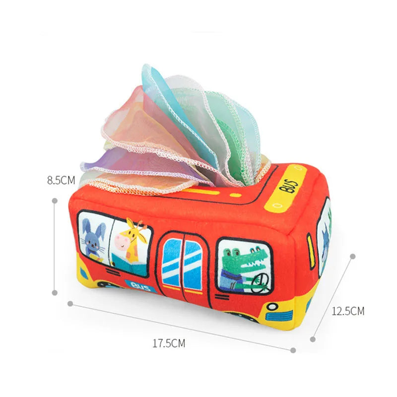 Baby Sensory Toys Infant Pull Along Magic Tissue Box Montessori Toy for 6-12 Months