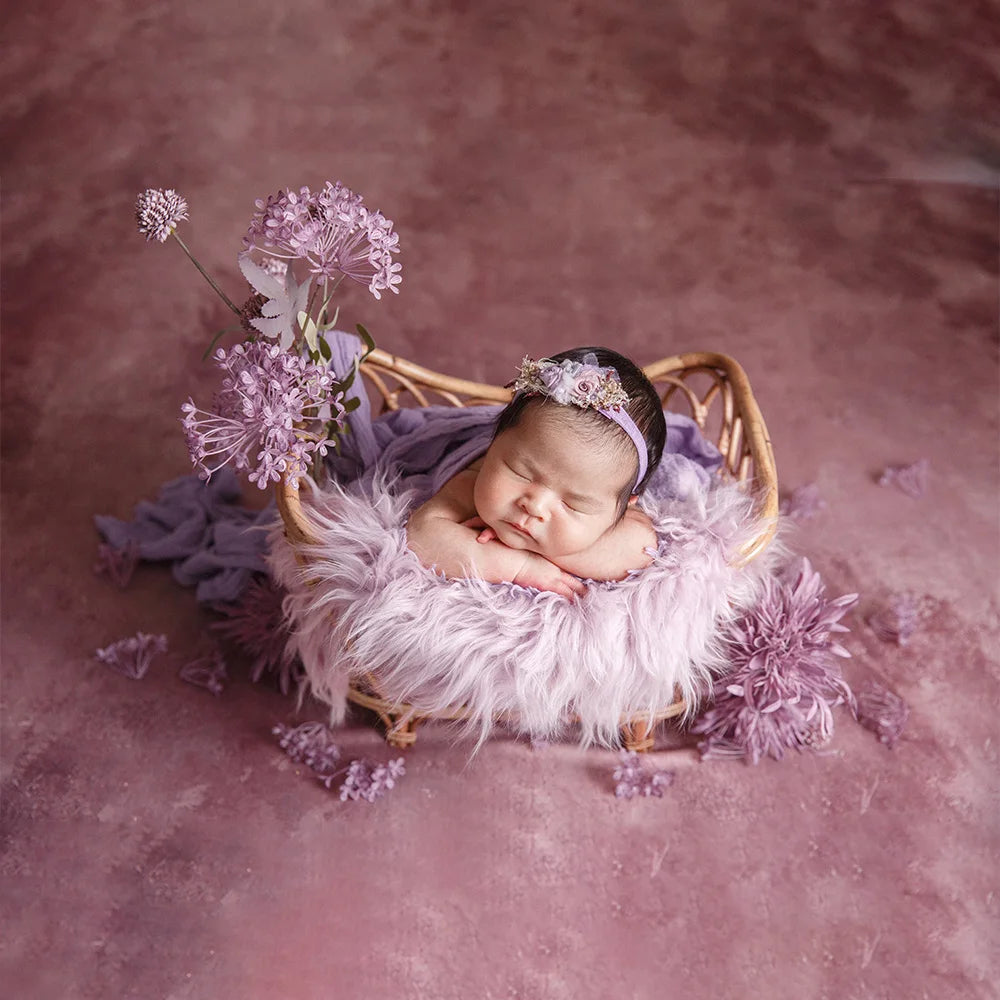 Photography Props Purple Seersucker Soft Stretch Wrap Blanket Headdress