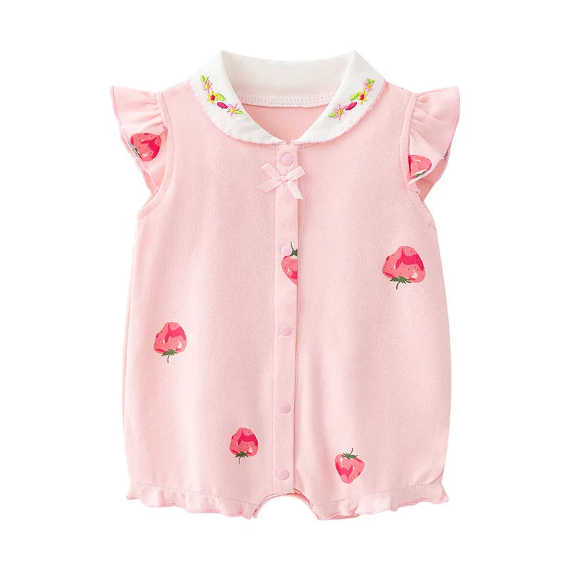 Newborn Baby Girl Romper Infant Short Sleeve Cotton Jumpsuit 0-18M
