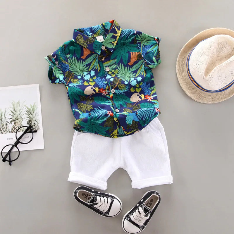 Baby Boy Clothes 0-5 Years Printed Shirt Shorts Two-Piece Sets