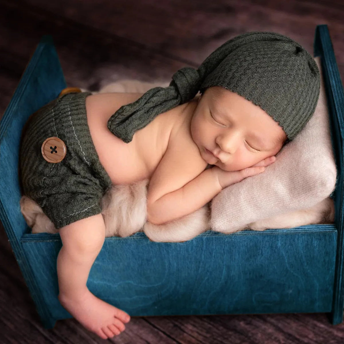 Newborn Knitted Hat Jumpsuit Infants Photo