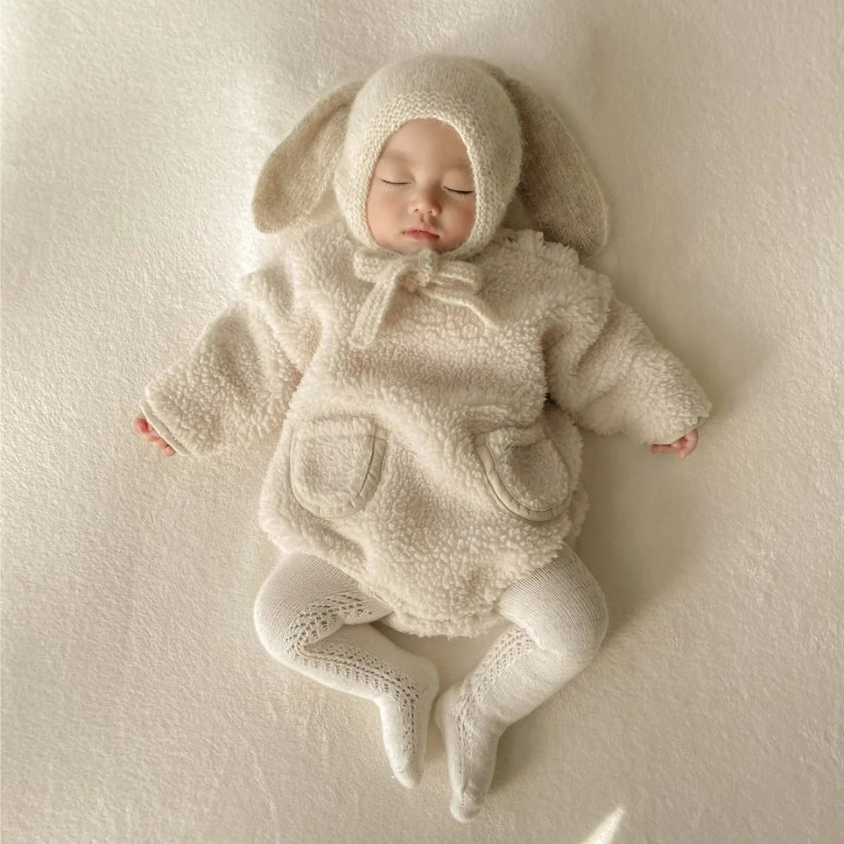 2023 Autumn Winter Newborn Baby Plus Velvet Warm Long Sleeve Bodysuit Boy Girl Infant Solid Fleece Thick Onesie Toddler Clothes