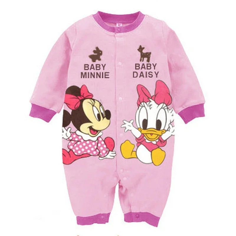 Newborn Romper Cartoon Mickey Minnie Mouse Winnie Pooh Infant Jumpsuit
