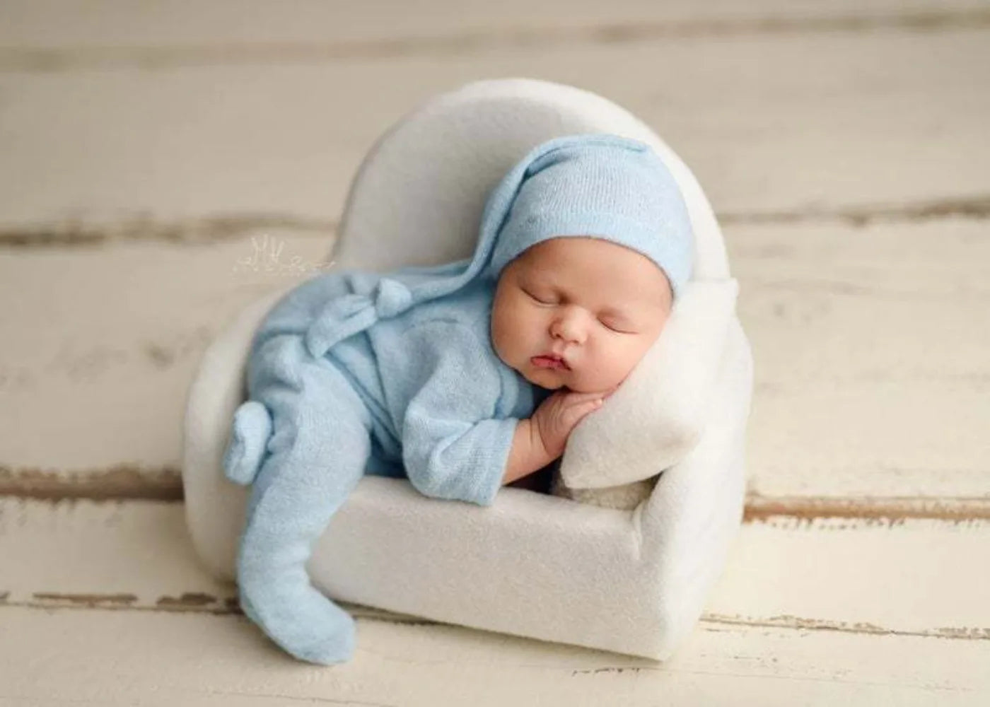 Newborn Photography Clothes Stretch Wrap Long Tail Hat 2 Pcs