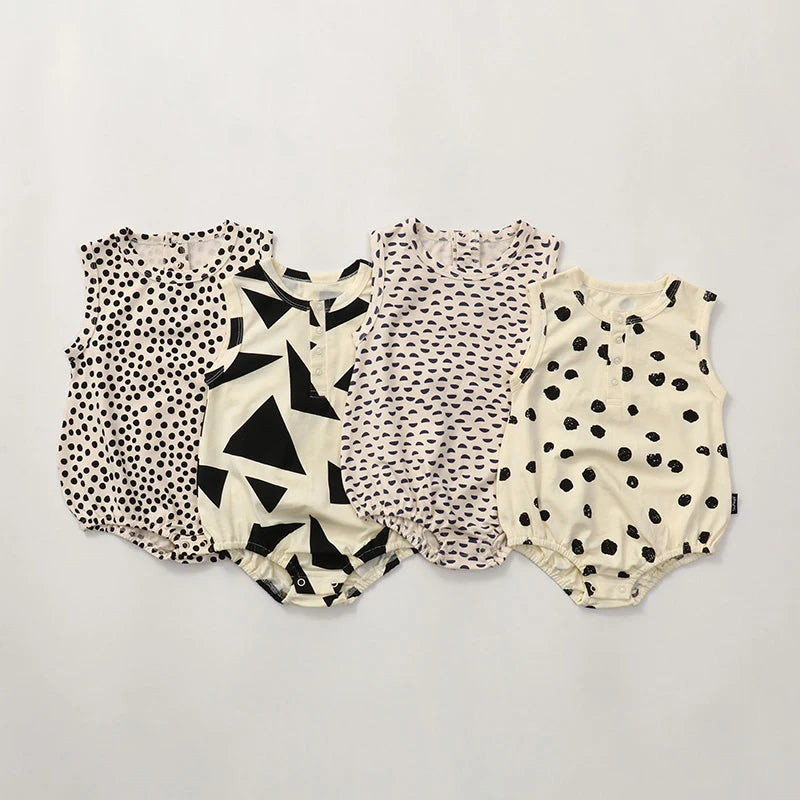 0-24M Summer Toddler Baby Bodysuits Cotton Leopard /Wave Dot Printing