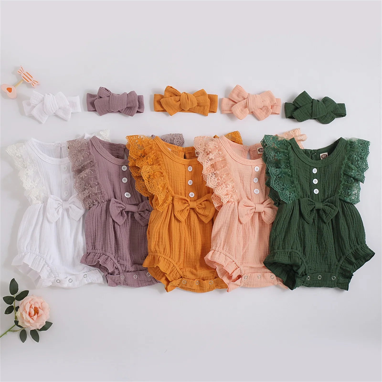 0-18Month Infant Baby Girls Cotton Button Sleeveless Bodysuit