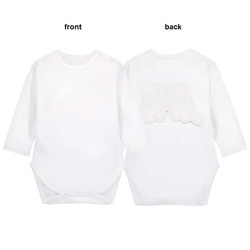 0-24 Months Baby Long Sleeve Angel Wing Bodysuit