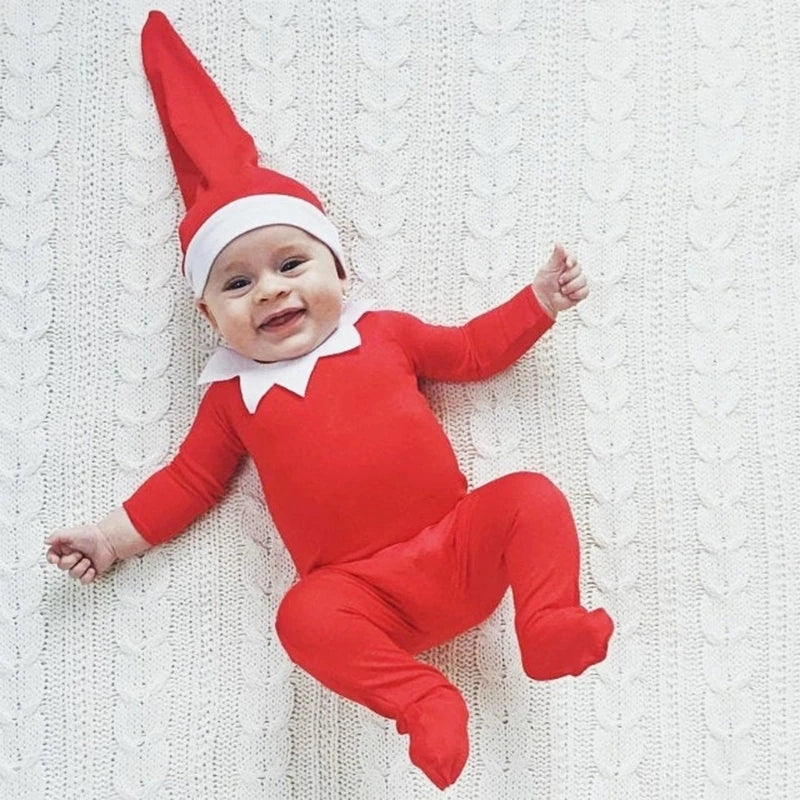 1 Set Newborn Photography Props Clothing Red Baby Romper with Collar Long Tail Hat Set Bodysuit Beanies Kit for Infants
