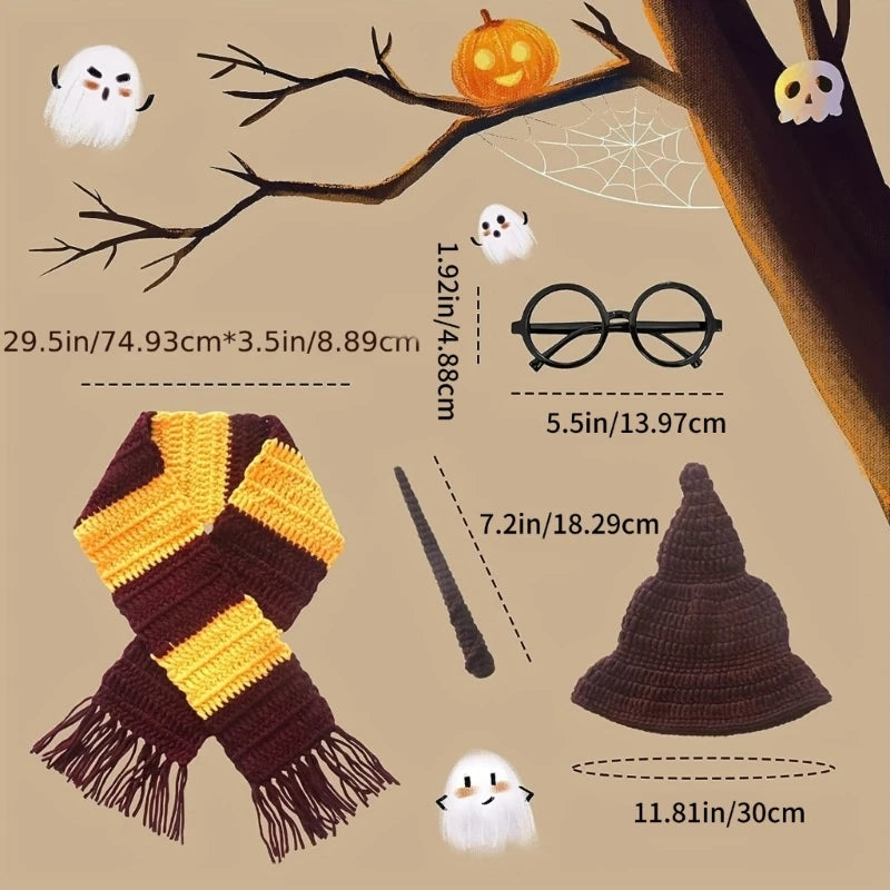 Baby Photo Costume Wizard Hat Glasses Newborn Photography Posing Outfit