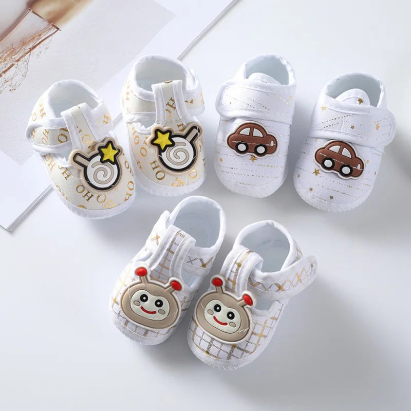 Korean Style Cartoon Car Pattern Soft Shoes (0-8 Months)