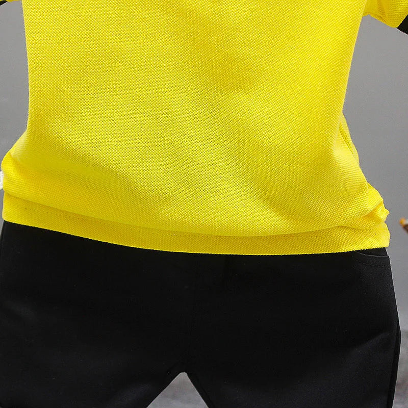 Baby Boy Summer Clothes Sets Korean Fashion Turn-down Collar T-shirts