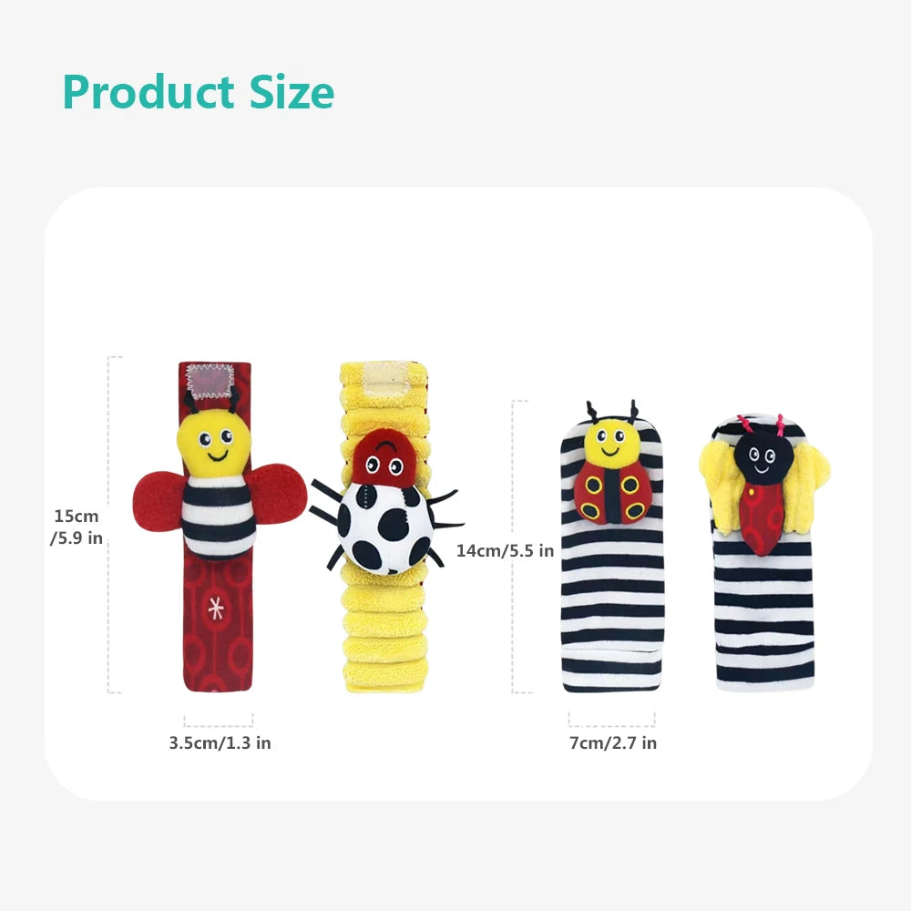 Plush Socks Wrist Strap Rattles Baby Toys 0-12 Months