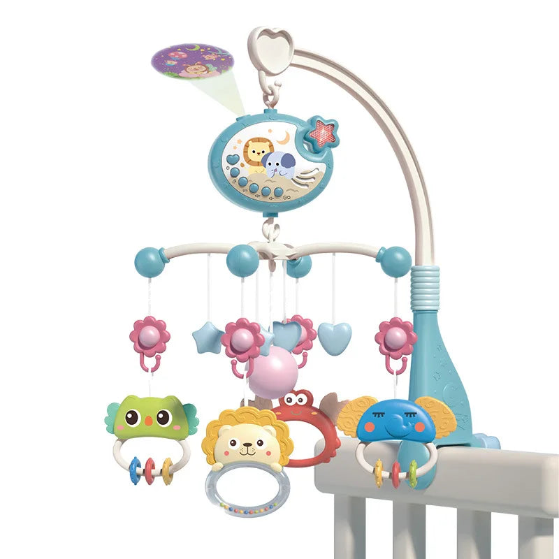 Baby Crib Rattles Toys 0-12 Months with Star Projection Musical