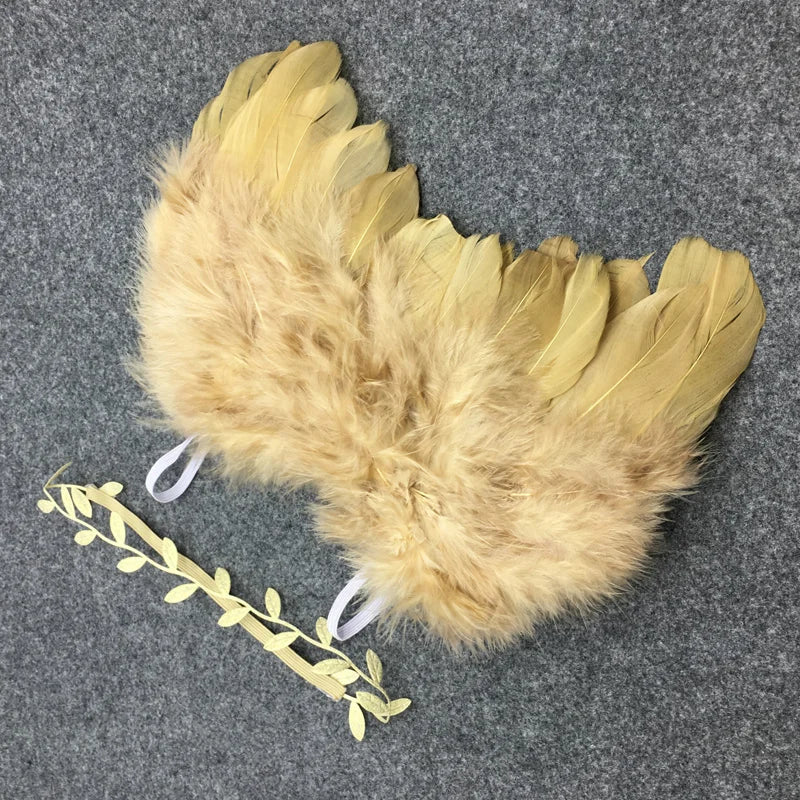 Angel Wings Feather Wings Baby Girl Flower Olive Headband