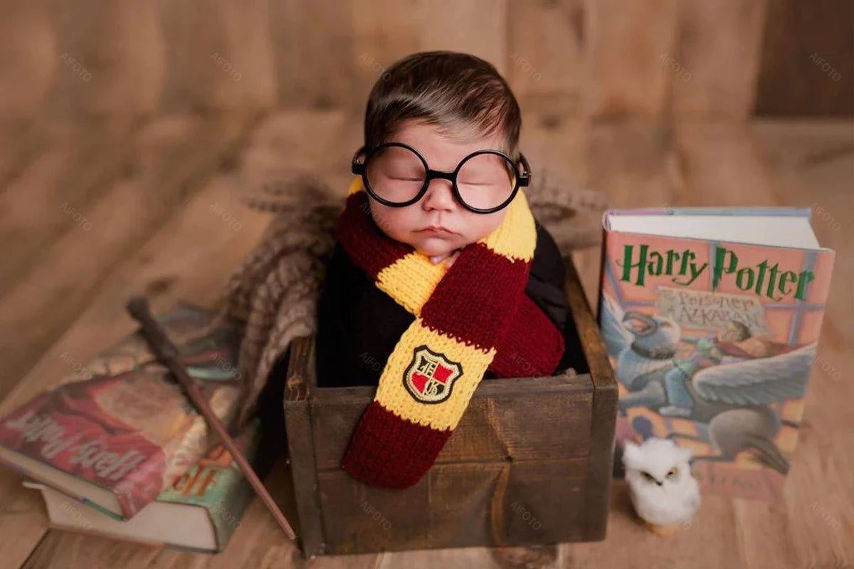 Round Glasses Owl Map Tickets Magic Hat Wand Set for Baby Photo Accessories