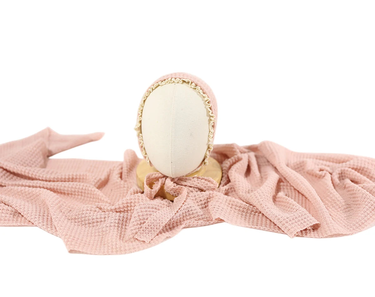 Newborn Photography Props Wrap Hat Set Knitted High Strechable Fabric Photoshoot Accessories Bebe Shooting Cute Bonnet  Blanket