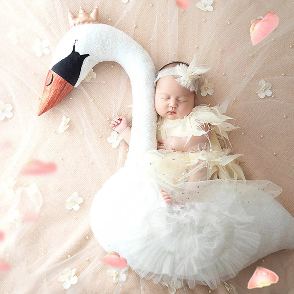 Newborn Baby Photography Props Floral Backdrop Cute Pink Flamingo Posing Doll Outfits Set Accessories Studio Shooting Photo Prop