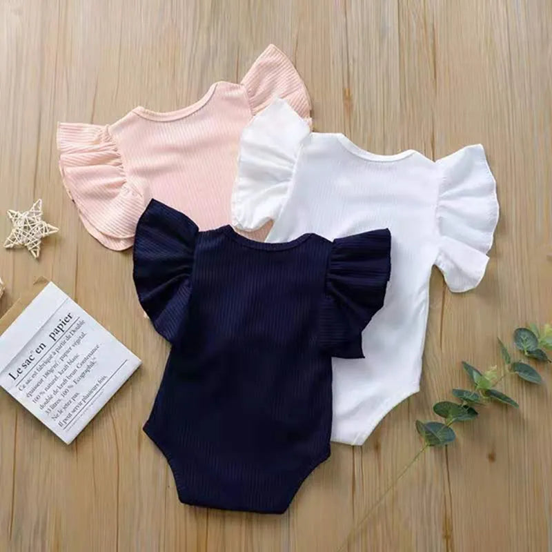 Newborn Baby Girl Solid  Bodysuit Summer