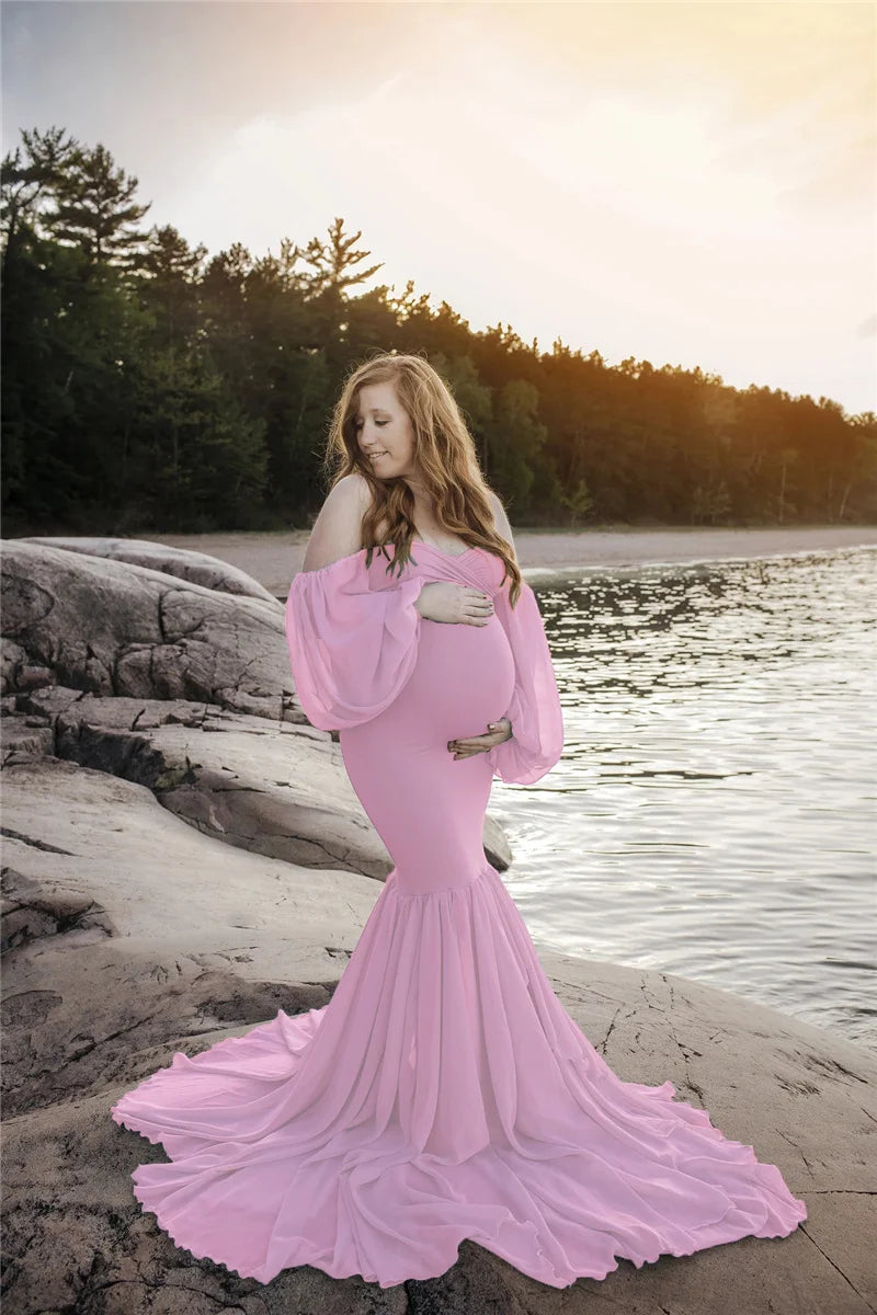 Sexy Shoulderless Maternity Dresses Ruffles
