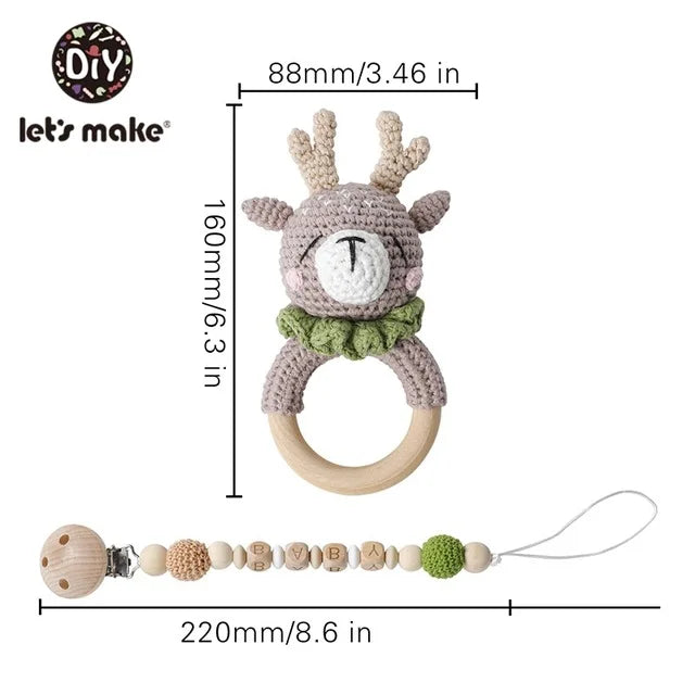 Baby Crochet Bear Teething Toys Cotton Towel Gift Box Bath Toys Set