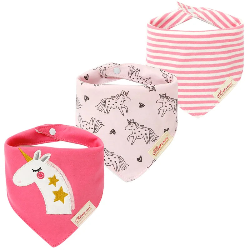 Cotton Cartoon Baby Bibs 3pcs Bandana Set Saliva Towel