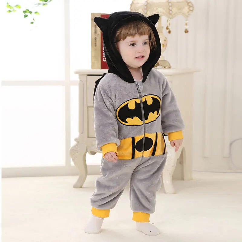 Winter Batman Baby Cotton Clothes Flannel Jumpsuits Custome