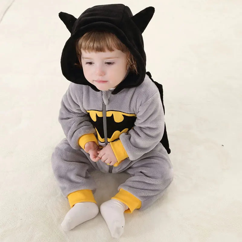 Winter Batman Baby Cotton Clothes Flannel Jumpsuits Custome