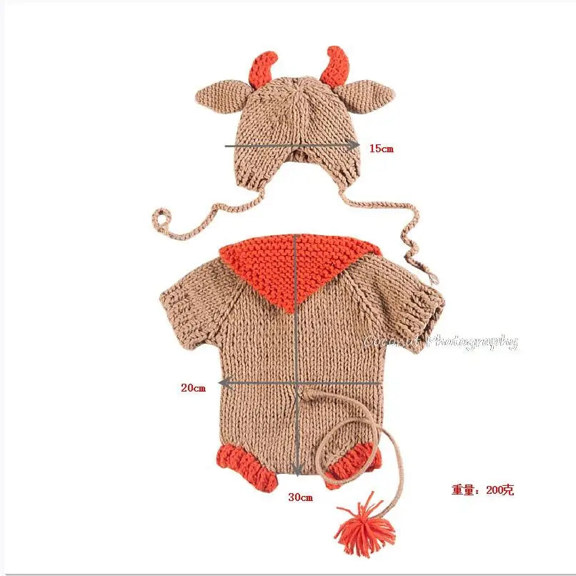 CoconutNewborn Photography Props calf costume ox year baby photo hat clothes photo studio props cute baby month photos