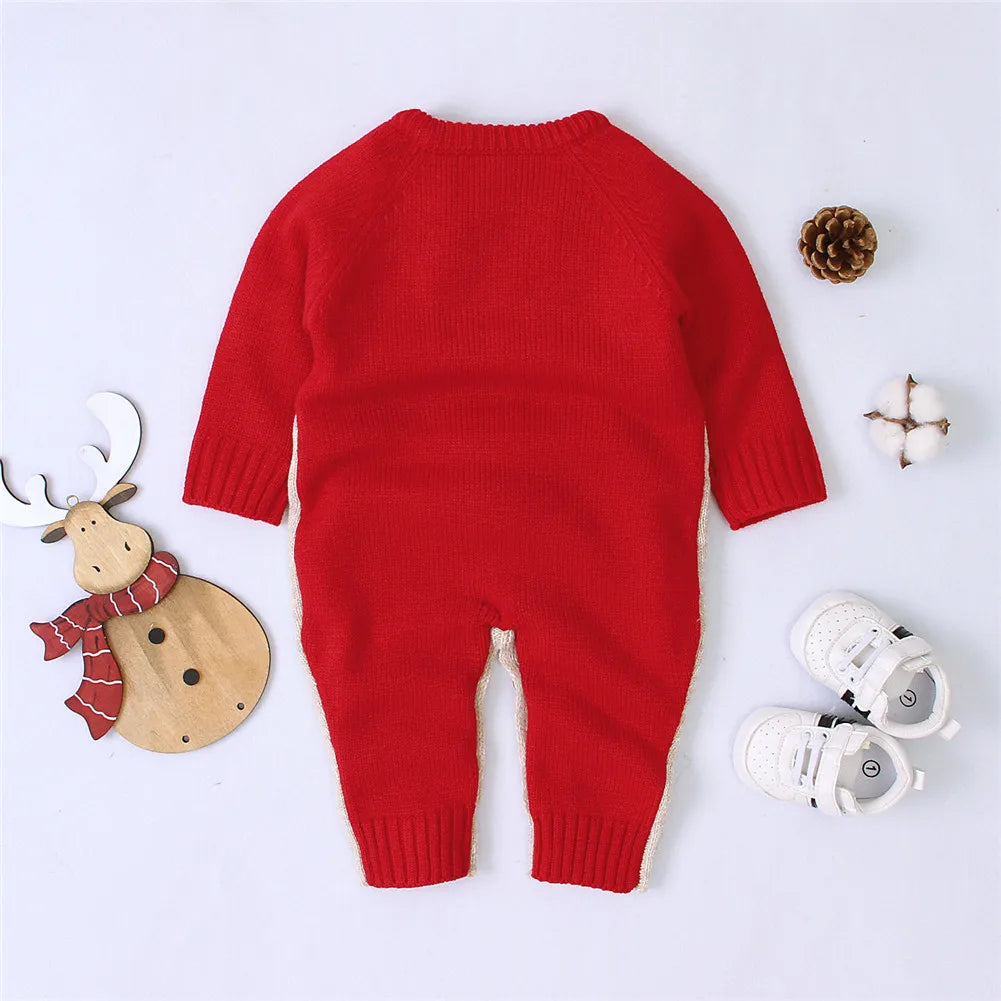 Newborn Winter Christmas Clothes Reindeer Jumpsuit for Baby 3-18 Months