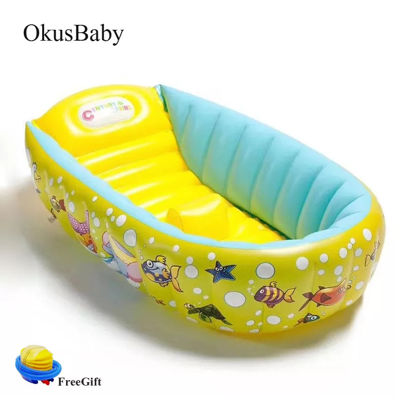 Summer Baby Bathtub Cartoon Inflatable bath tub Child tub Cushion Warm winner keep warm folding Portable bathtub With Pump Gift