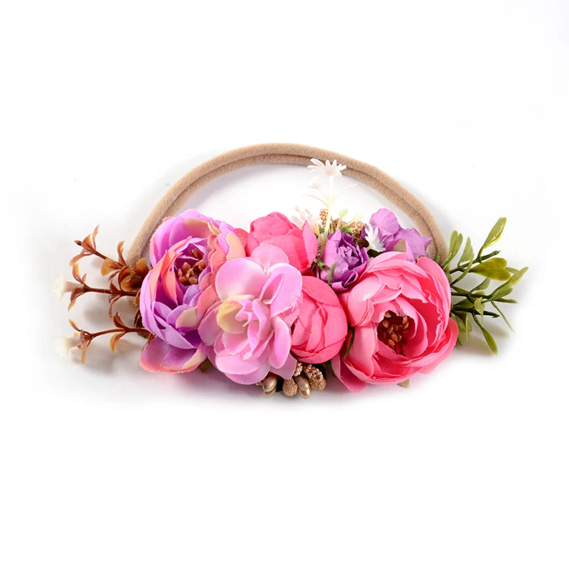 Baby Girl Headbands Nylon Floral Pearl Newborns Headband Princess