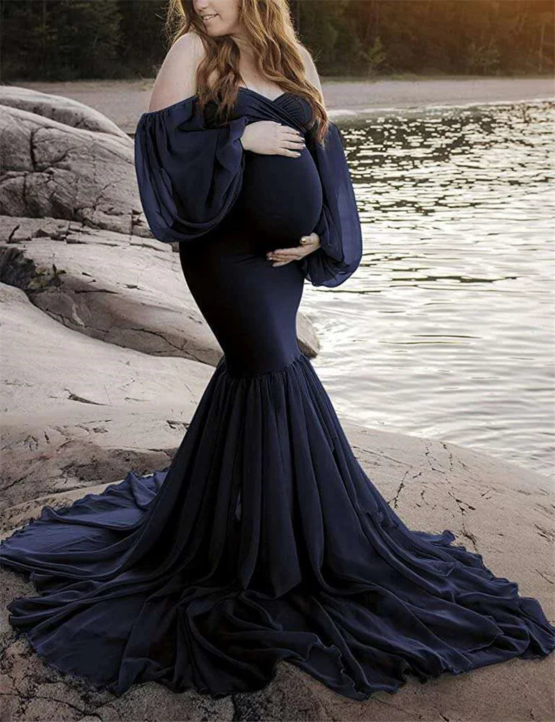 Sexy Shoulderless Maternity Dresses Ruffles
