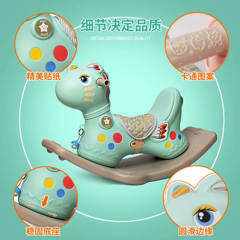 Children's Toy Rocking Horse Thickened Plastic Baby Rocking Chair Rocking Animal Swing Seat Rocker Newborn Baby Bouncers 1~6 Y