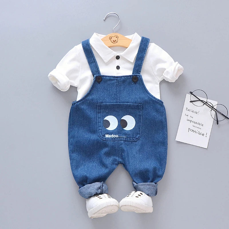 Newborn Baby Girls Boys Clothes 2022 Autumn Spring Baby Clothing Casual Strap Suit Outfit Infant Clothing Sets 6 9 12 24 Month