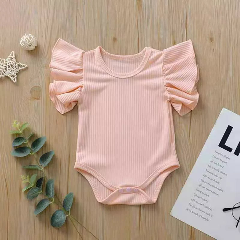 Newborn Baby Girl Solid  Bodysuit Summer