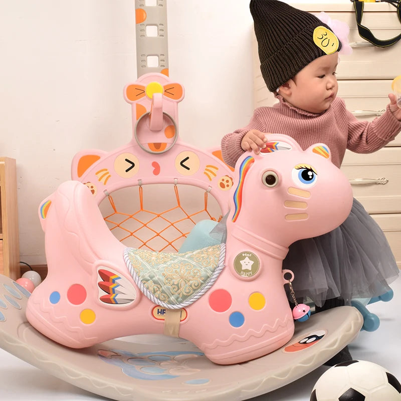 Children's Toy Rocking Horse Thickened Plastic Baby Rocking Chair Rocking Animal Swing Seat Rocker Newborn Baby Bouncers 1~6 Y