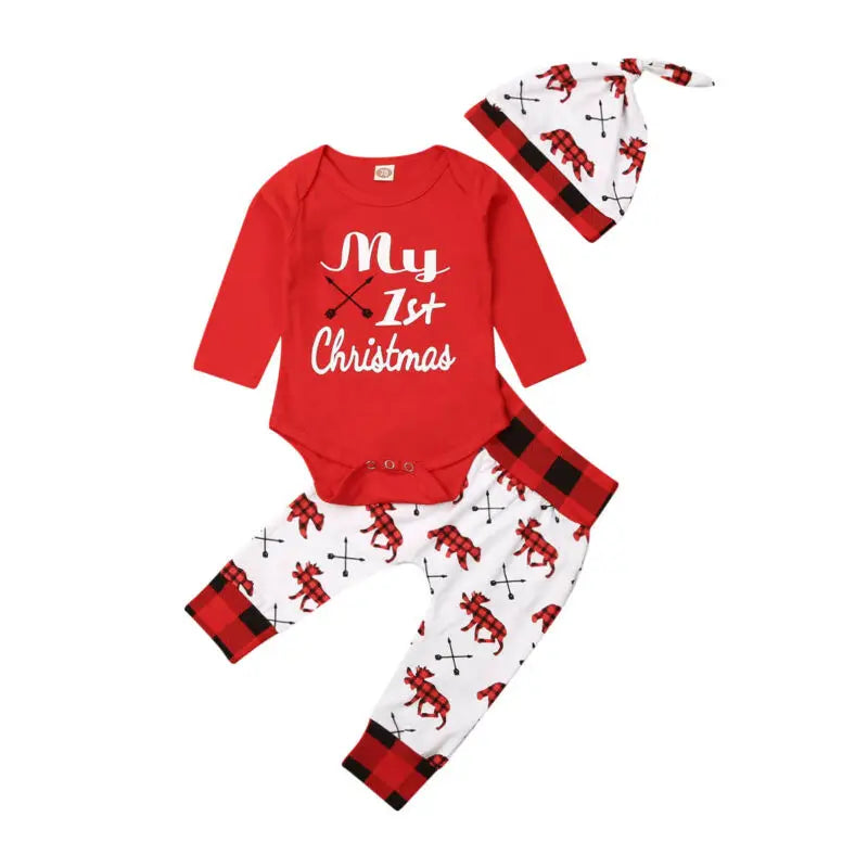 Lovely Baby Boy My First Christmas Letter Romper Sets