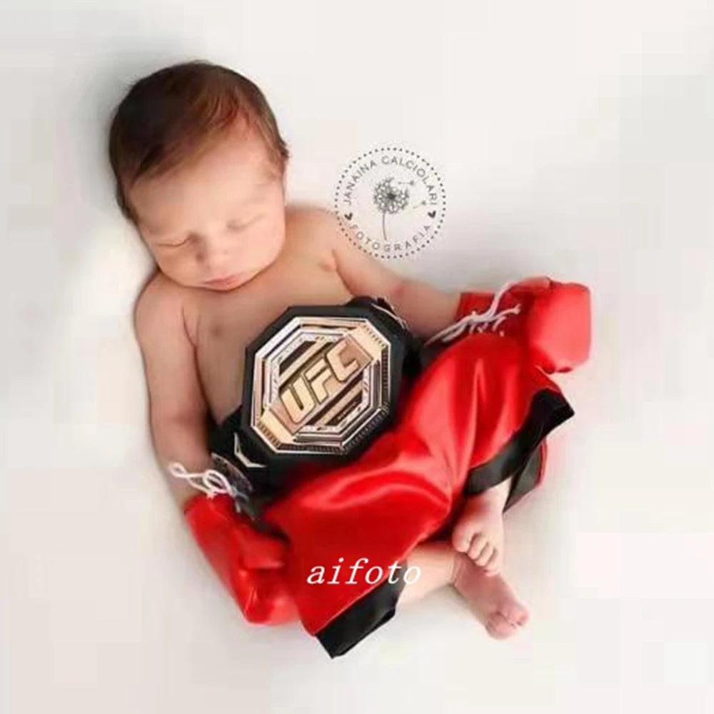 Baby Boxer Red Robe And Pants Set Sanda Free Fight Boxing Glove Shorts For Newborn Photography Props  Accessories Infant Photo